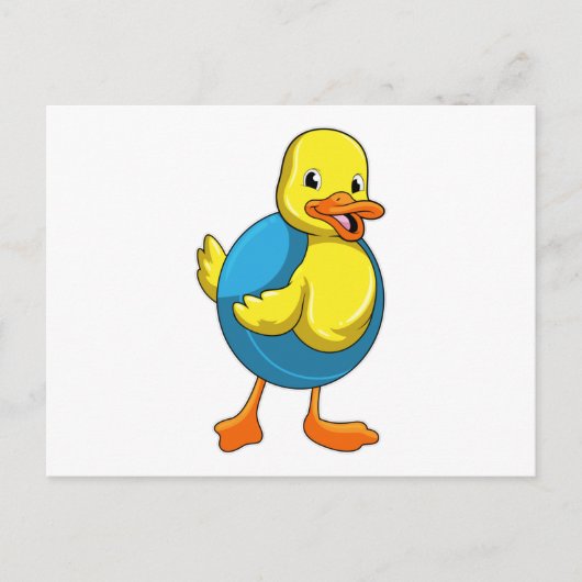 水泳リングをつけたカモ ポストカード (正面)