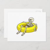 水泳リングを持って泳ぐスケleton ポストカード (正面/裏面)