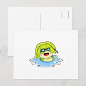 水泳中の葉っぱのカエル ポストカード (正面/裏面)