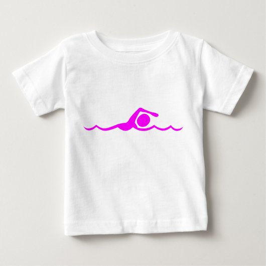 水泳姿 – マゼンタ ベビーTシャツ (正面)