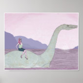 水泳恐竜11x8.5 ポスター (正面)