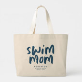 水泳母トレンディーブルーパーソナライズされた型トートバッグ ラージトートバッグ (裏面)