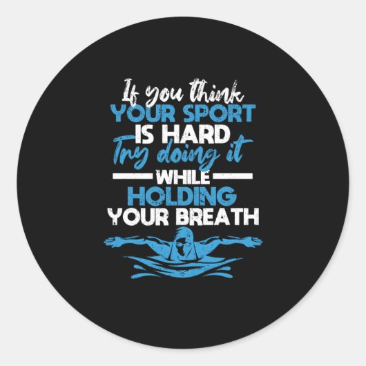 水泳泳ぐ人おもしろい水泳スポーツ練習 ラウンドシール (正面)