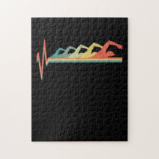 水泳泳ぐ人ハートビートギフトプレミアム ジグソーパズル (縦)