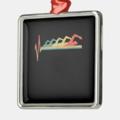 水泳泳ぐ人ハートビートギフトプレミアム メタルオーナメント (左)