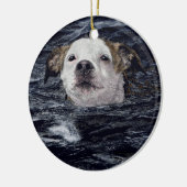 水泳犬のオーナメント- "決定" セラミックオーナメント (左)
