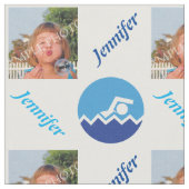 水泳用の贈り物、泳ぐ人の青い丸の写真 ファブリック (クローズアップ)