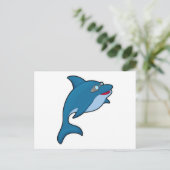 水泳用ゴーグルをつけて泳ぐイルカ ポストカード (スタンド正面)