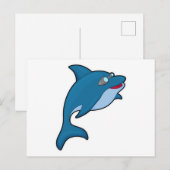 水泳用ゴーグルをつけて泳ぐイルカ ポストカード (正面/裏面)