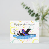 水泳用黒ラブラドール漫画 ポストカード (スタンド正面)