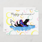 水泳用黒ラブラドール漫画 ポストカード (正面/裏面)