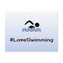 水泳絵文字の青淡い色の葉書