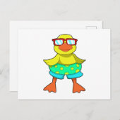 水泳輪とサングラスをかけたアヒル ポストカード (正面/裏面)