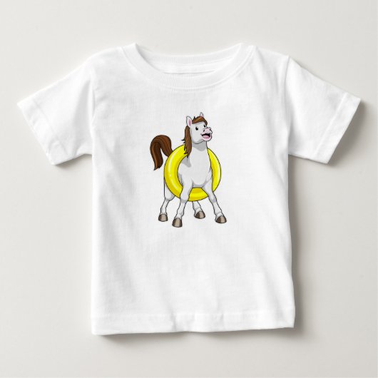 水泳選手の馬と救命浮環 ベビーTシャツ (正面)