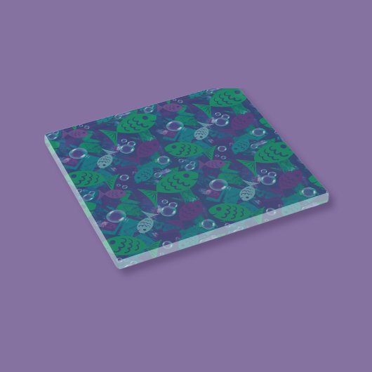 水泳魚と泡のリーフのパタ鮮やかーン ガラスコースター