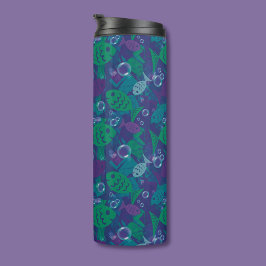 水泳魚と泡のリーフのパタ鮮やかーン タンブラー