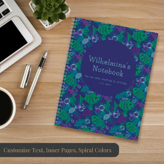 水泳魚と泡のリーフのパタ鮮やかーン ノートブック