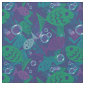 水泳魚と泡のリーフのパタ鮮やかーン ファブリック (クローズアップ)