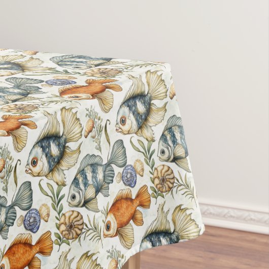 水泳魚と海洋生物貝 テーブルクロス (インサイチュ)