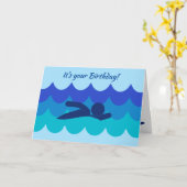 水泳 スポーツ デザイン 誕生日 カード (黄色い花)