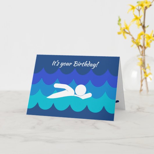 水泳 スポーツ デザイン 誕生日 カード (黄色い花)
