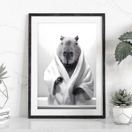 水浴びするカピバラ ポスター