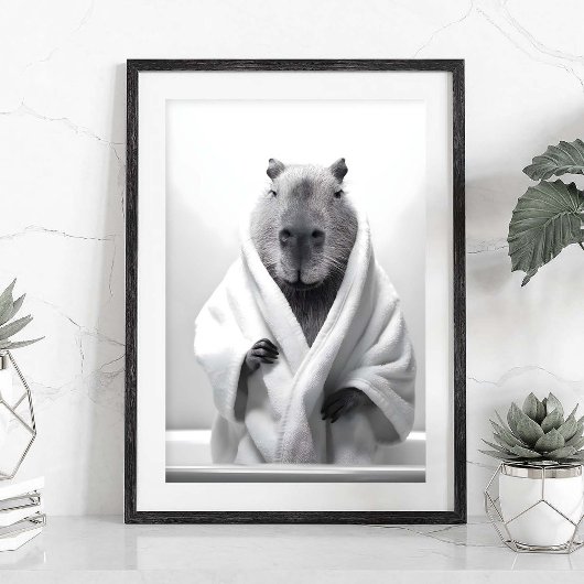 水浴びするカピバラ ポスター