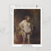 水浴びをする女性。Rembrandt Van Rijn著 ポストカード (正面/裏面)