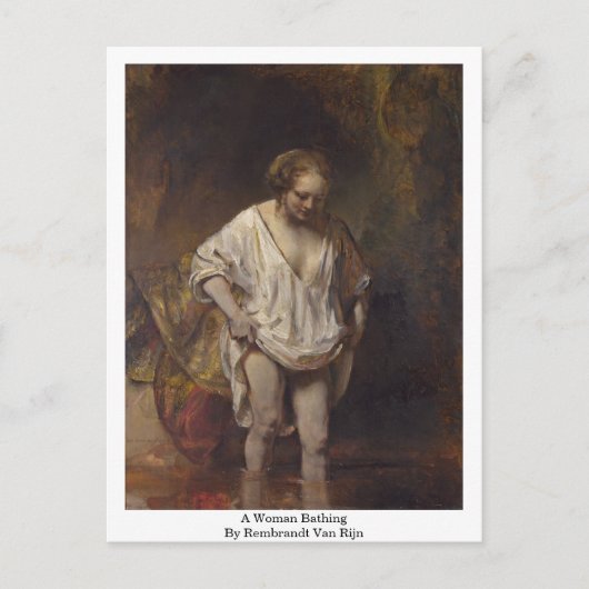 水浴びをする女性。Rembrandt Van Rijn著 ポストカード (正面)