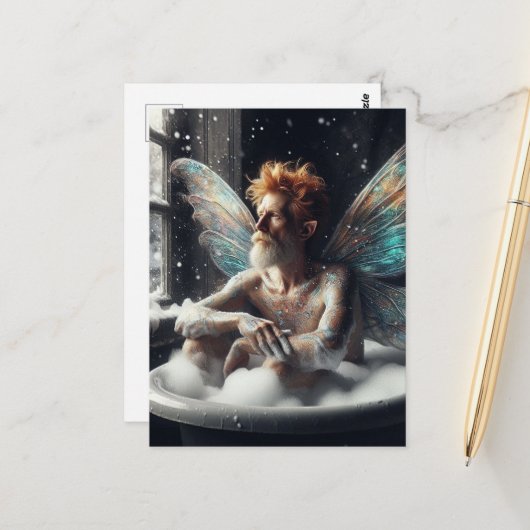 水浴びをする妖精 ポストカード (正面/裏面インサイチュ)