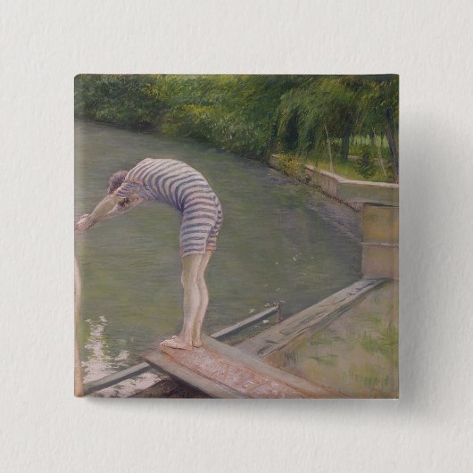 水浴者、かダイバー1877年 缶バッジ (正面)