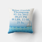 水海の海ボートの航行の男の赤ちゃんの誕生Stats クッション (裏面)