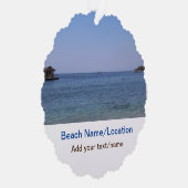 水海ビーチ写真追加ネーム文字場所夏 オーナメントカード (右)