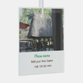 水海ビーチ写真追加ネーム文字場所夏 ガラスオーナメント (正面右)