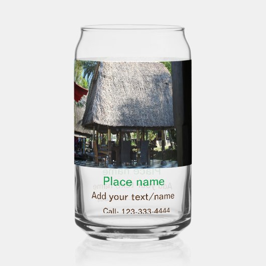 水海ビーチ写真追加ネーム文字場所夏 ガラス缶 (正面)