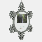 水海ビーチ写真追加ネーム文字場所夏 スノーフレークピューターオーナメント (左)