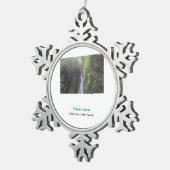 水海ビーチ写真追加ネーム文字場所夏 スノーフレークピューターオーナメント (右)