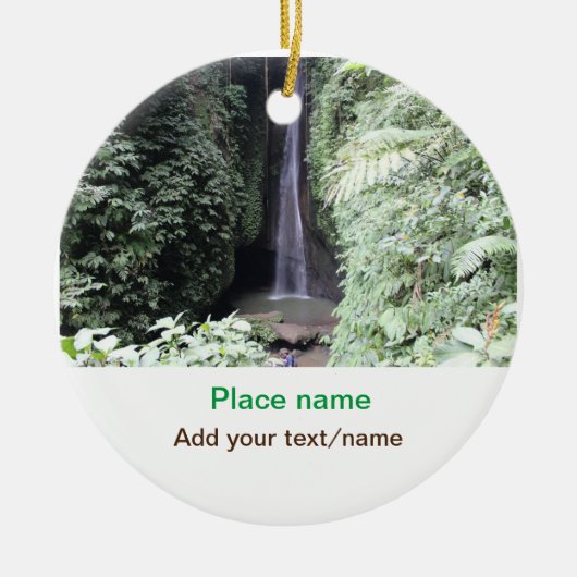 水海ビーチ写真追加ネーム文字場所夏 セラミックオーナメント (正面)