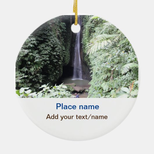 水海ビーチ写真追加ネーム文字場所夏 セラミックオーナメント (裏面)