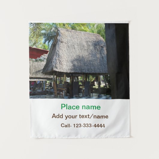 水海ビーチ写真追加ネーム文字場所夏 タペストリー (正面)