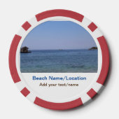 水海ビーチ写真追加ネーム文字場所夏 ポーカーチップ (裏面)