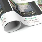 水海ビーチ写真追加ネーム文字場所夏 ラッピングペーパー (ロールコーナー)