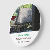 水海ビーチ写真追加ネーム文字場所夏 ラージ壁時計 (傾斜)