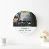 水海ビーチ写真追加ネーム文字場所夏 ラージ壁時計 (ホーム)