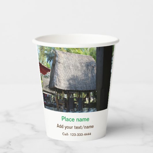 水海ビーチ写真追加ネーム文字場所夏 紙コップ (正面)