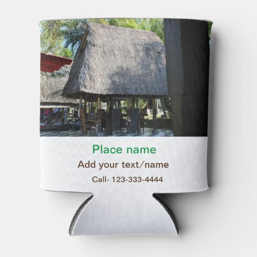 水海ビーチ写真追加ネーム文字場所夏 缶クーラー (正面)