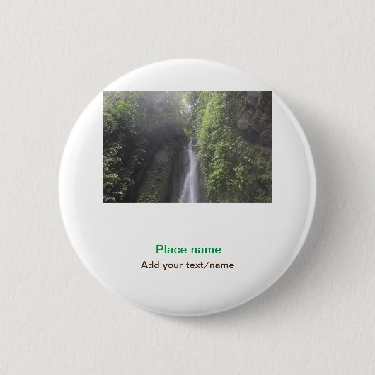 水海ビーチ写真追加ネーム文字場所夏 缶バッジ (正面)