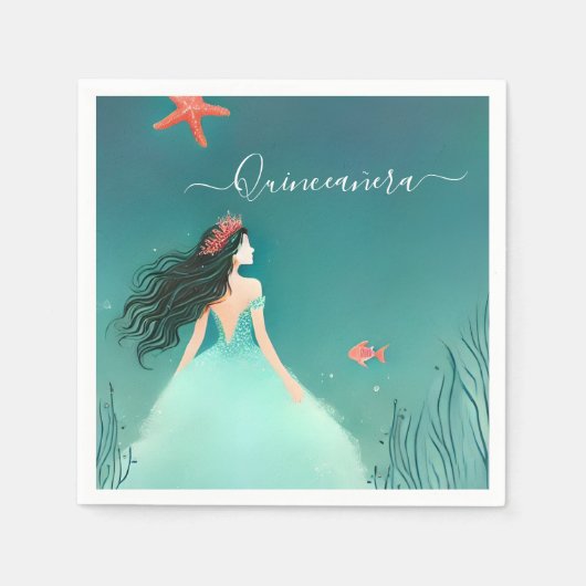 水海魚の海の下の生活キンセアニェラ スタンダードカクテルナプキン (正面)