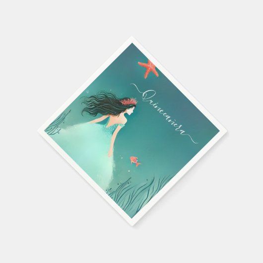 水海魚の海の下の生活キンセアニェラ スタンダードカクテルナプキン (角)