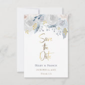 水淡い色の色の花日付を保存 招待状 (正面)